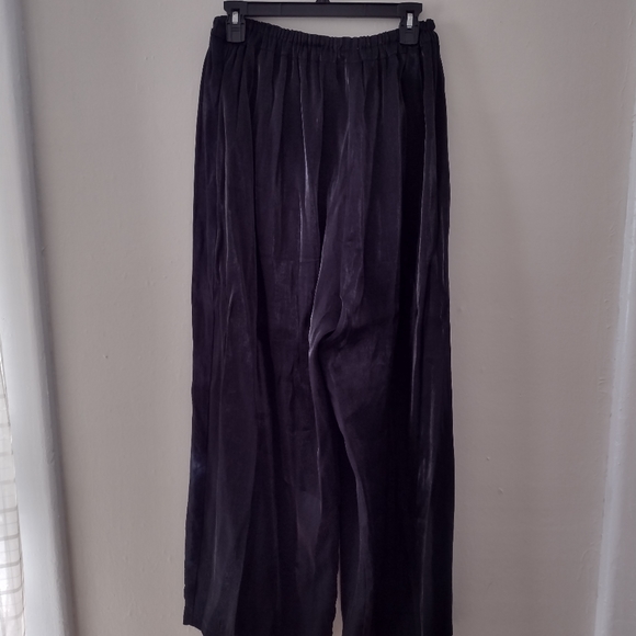 Coco + Juan Vintage Black Shimmer Wide Leg Elastic Waist Pull On Pants Size 2 - Picture 3 of 12